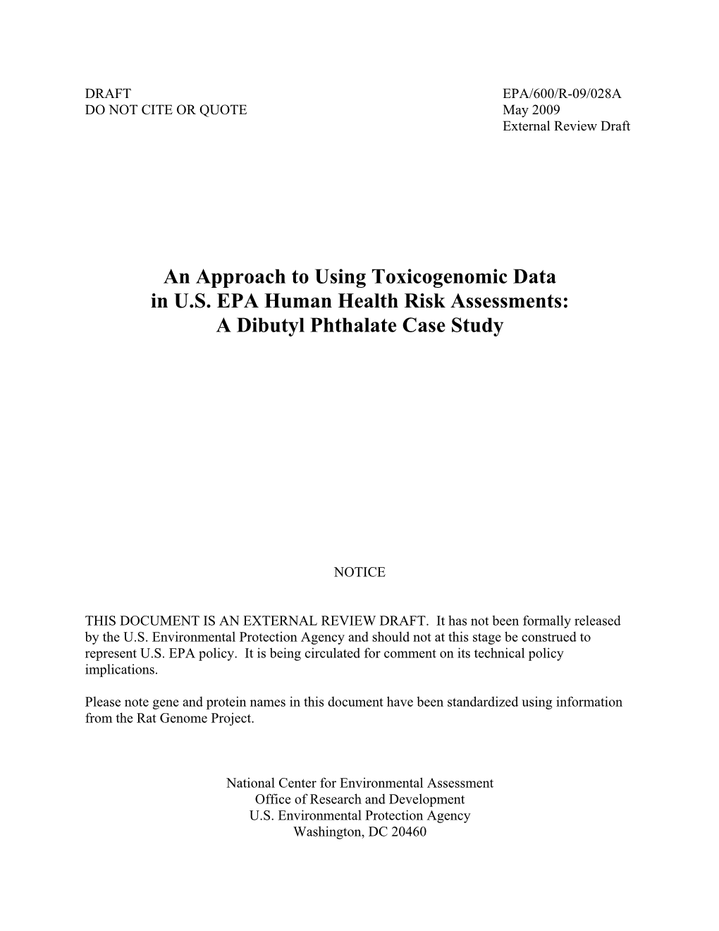 An Approach to Using Toxicogenomic Data in US EPA Human Health Risk