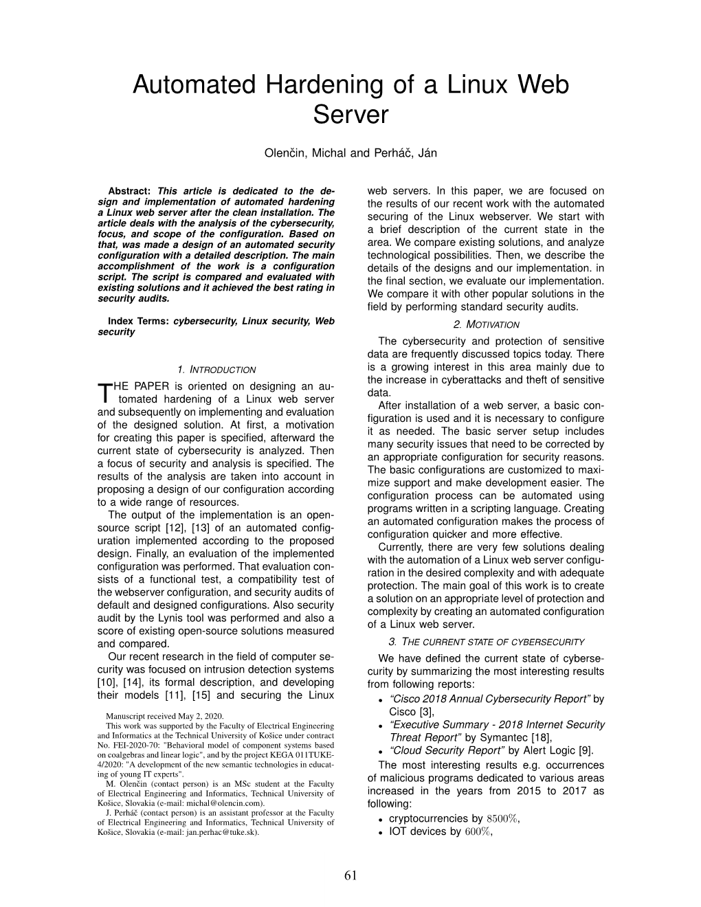 Automated Hardening of a Linux Web Server