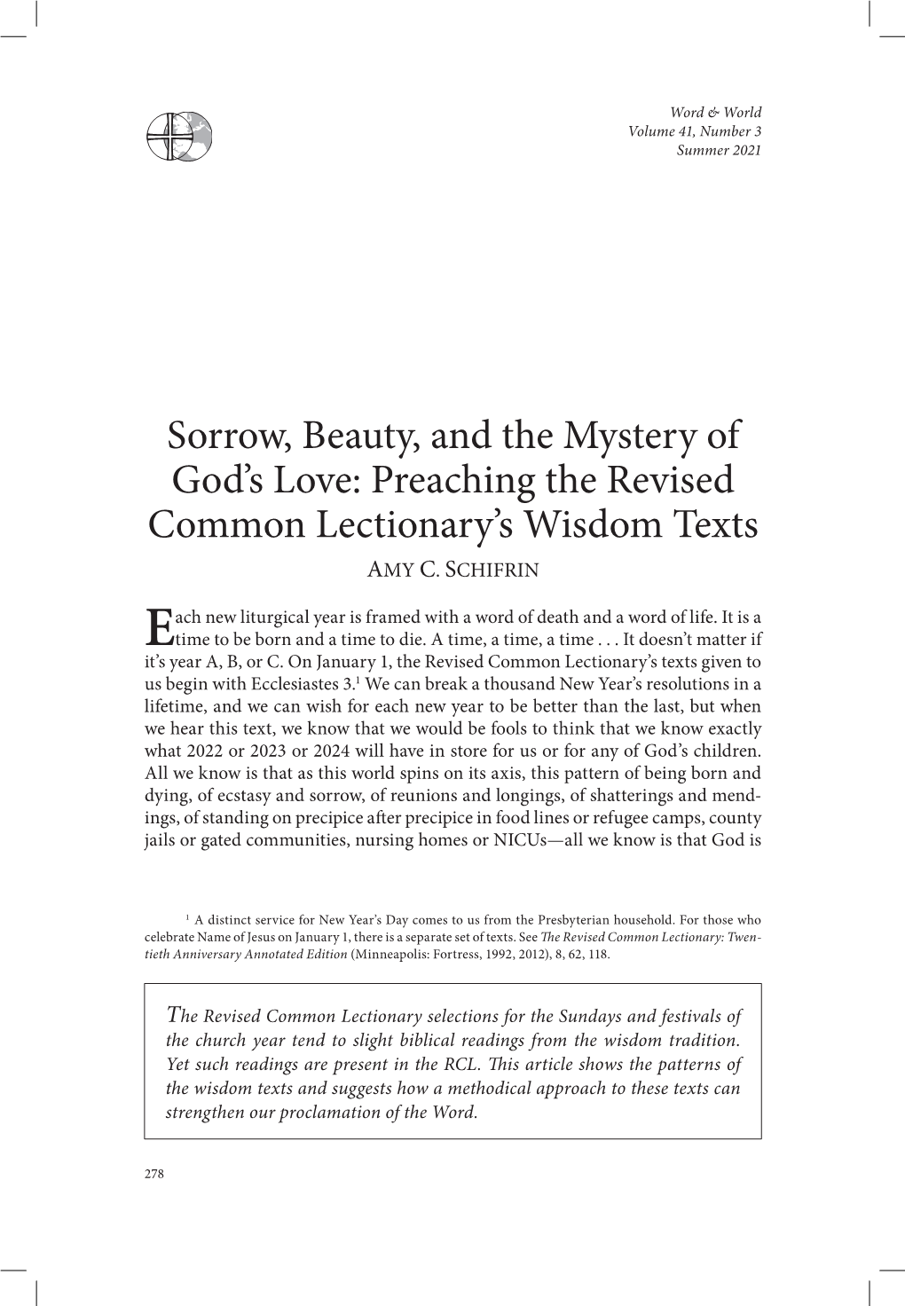 Sorrow, Beauty, and the Mystery of God's Love