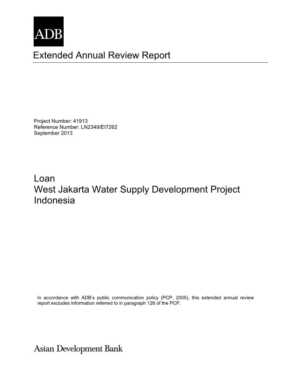 41913-014: West Jakarta Water Supply Development Project
