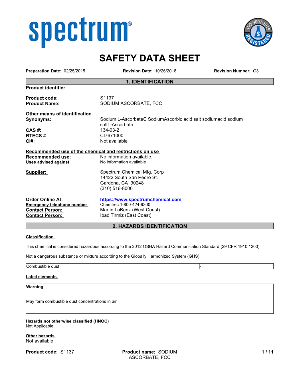 Safety Data Sheet