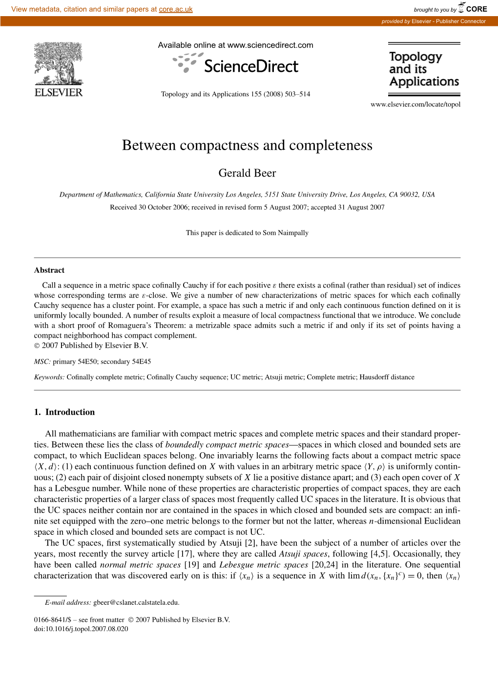 Between Compactness and Completeness