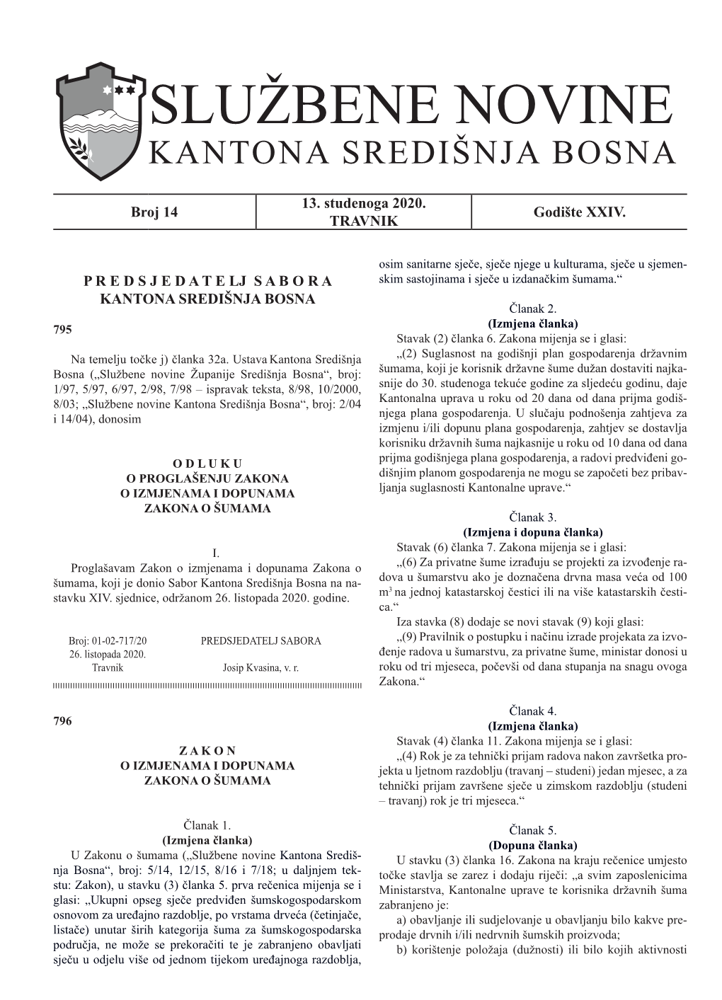 Službene Novine Kantona Središnja Bosna