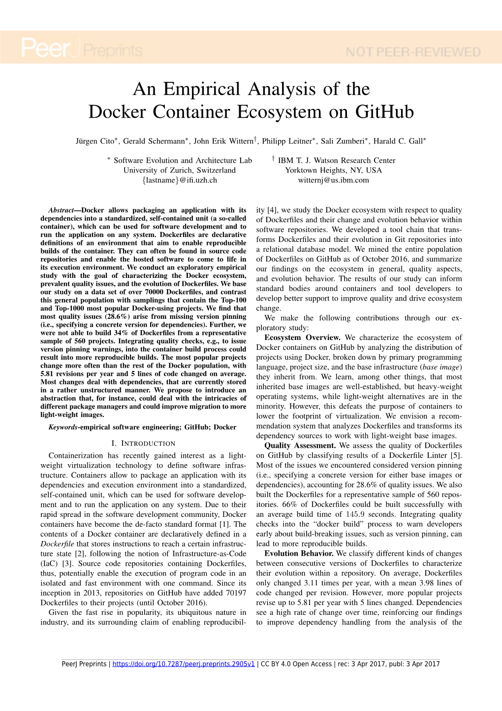 An Empirical Analysis of the Docker Container Ecosystem on Github