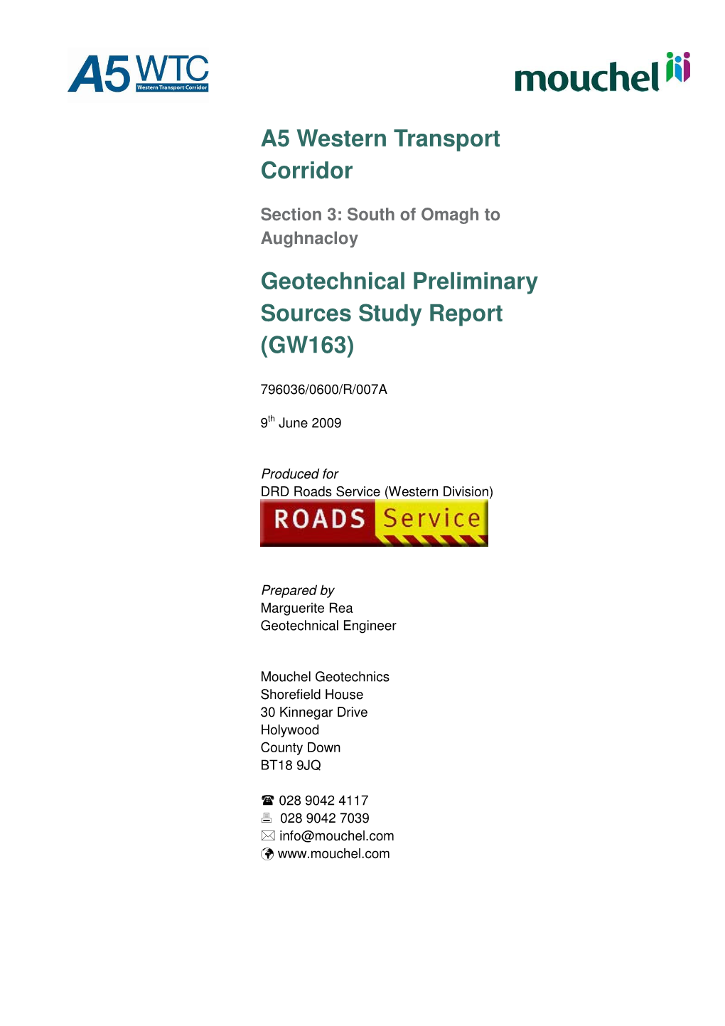 A5 Western Transport Corridor Geotechnical Preliminary Sources Study Report
