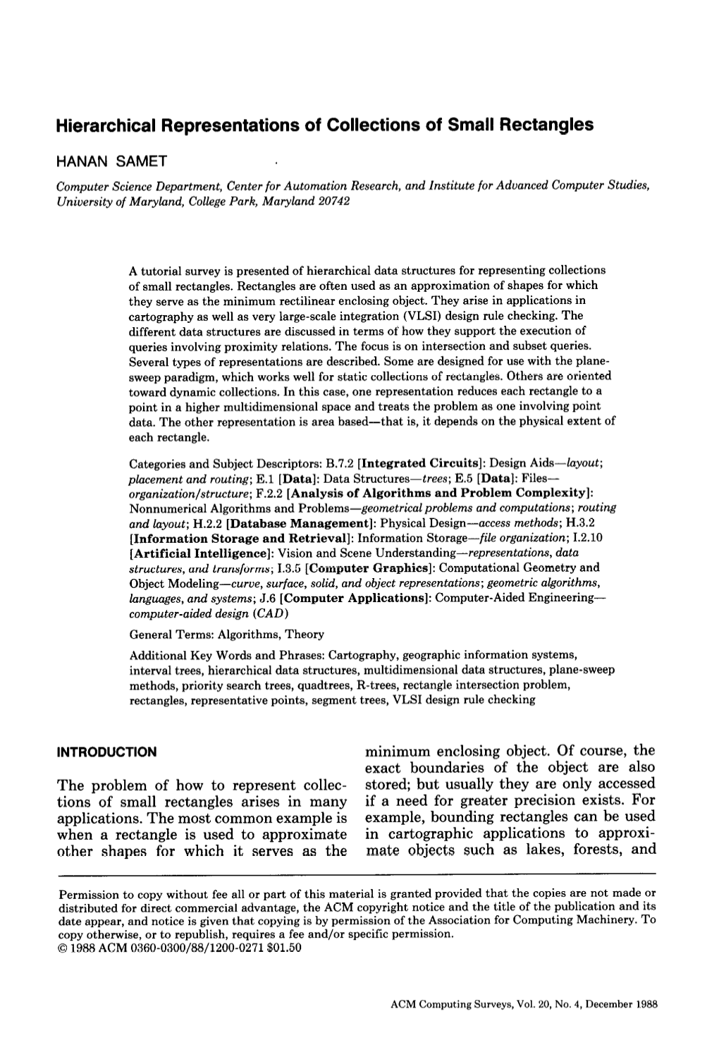 Hierarchical Representations of Collections of Small Rectangles