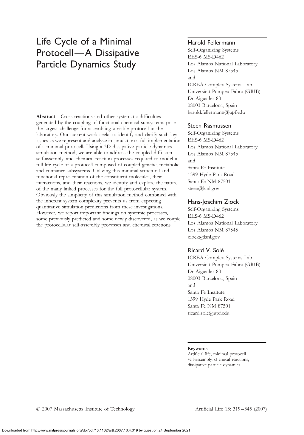 Life Cycle of a Minimal Protocell—A Dissipative Particle Dynamics Study