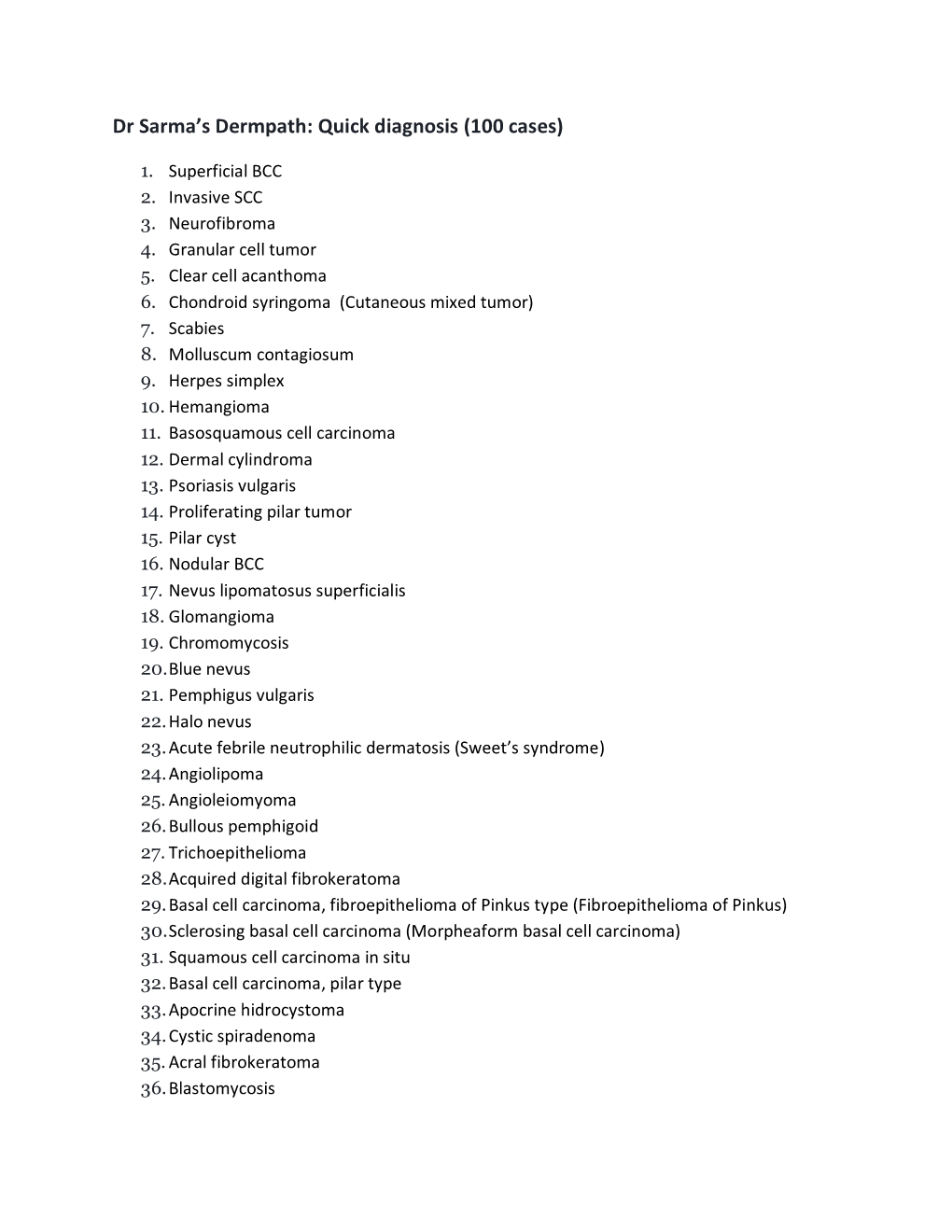 Dr Sarma's Dermpath: Quick Diagnosis (100 Cases)