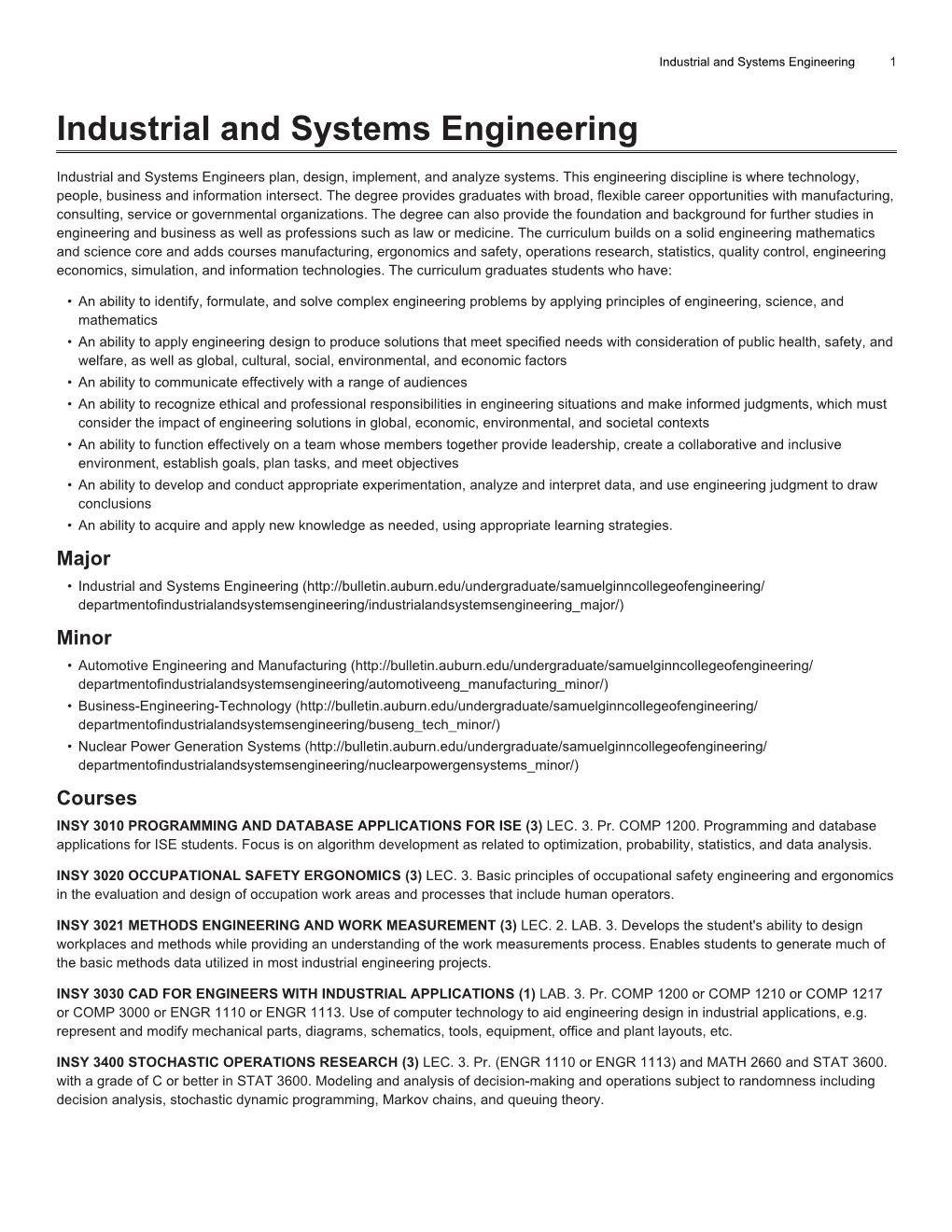 Industrial and Systems Engineering 1