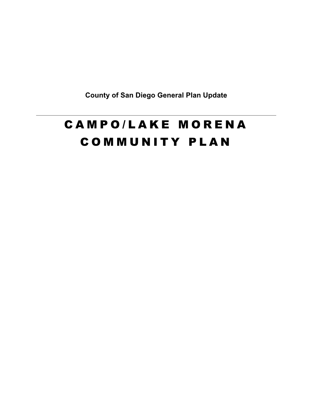 Campo/Lake Morena Community Plan