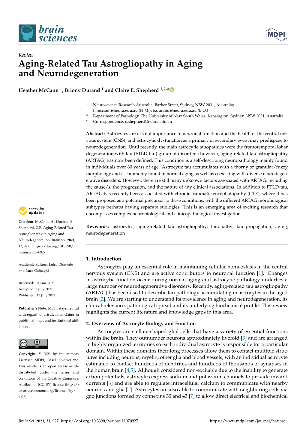 Aging-Related Tau Astrogliopathy in Aging and Neurodegeneration