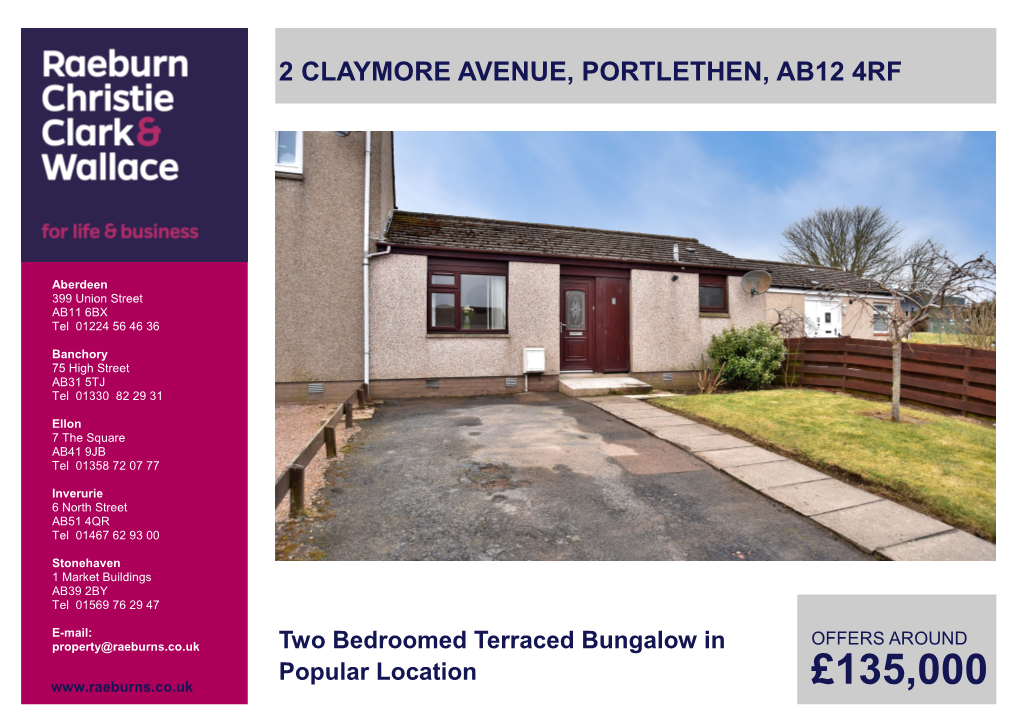 2 Claymore Avenue, Portlethen, Ab12 4Rf