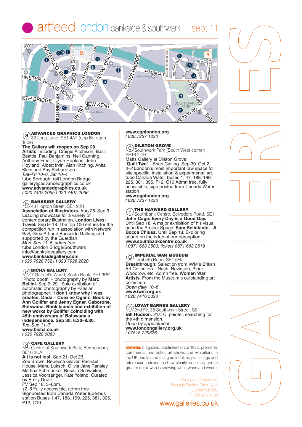 Artfeed Londonbankside & Southwark Sept 11