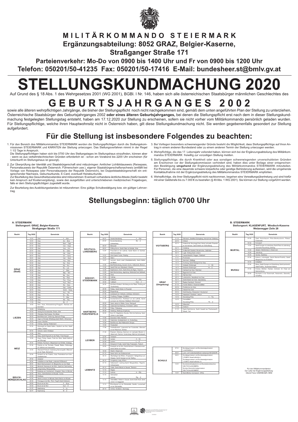 Stellungskundmachung 2020 ST.Indd