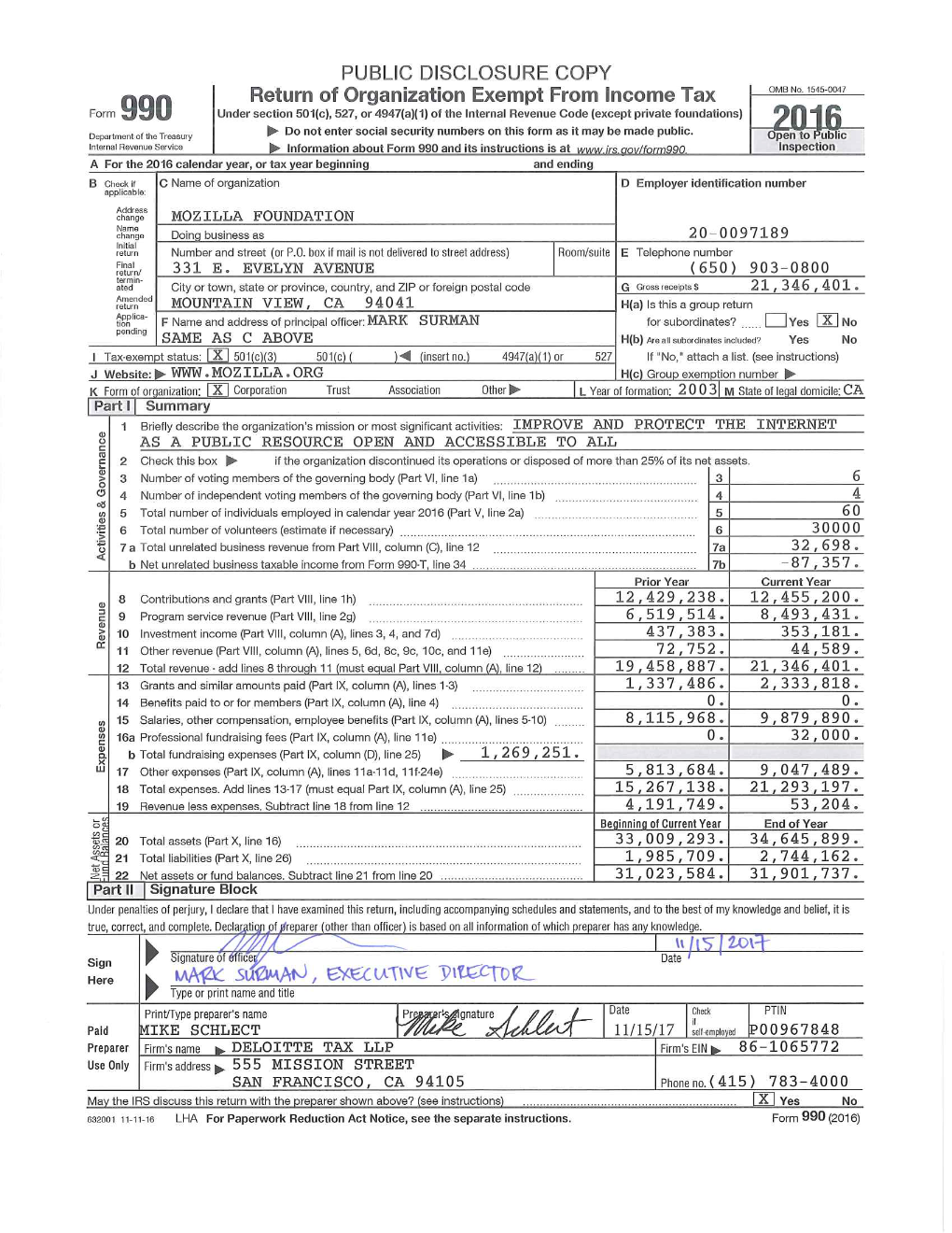 2016 Mozilla Foundation Form