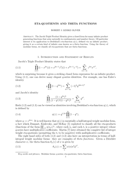 Eta-Quotients and Theta Functions