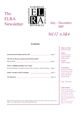 The ELRA Newsletter Vol.12 N.3&4