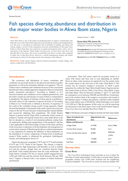 Fish Species Diversity, Abundance and Distribution in the Major Water Bodies in Akwa Ibom State, Nigeria