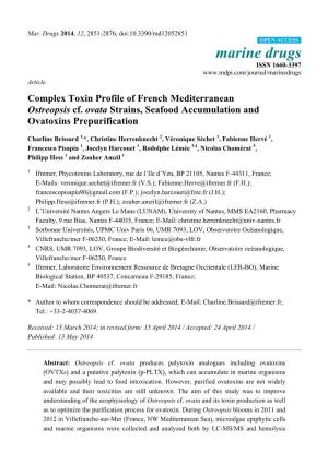 Complex Toxin Profile of French Mediterranean Ostreopsis Cf