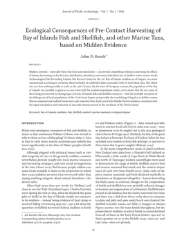 Ecological Consequences of Pre-Contact Harvesting of Bay of Islands Fish and Shellfish, and Other Marine Taxa, Based on Midden Evidence