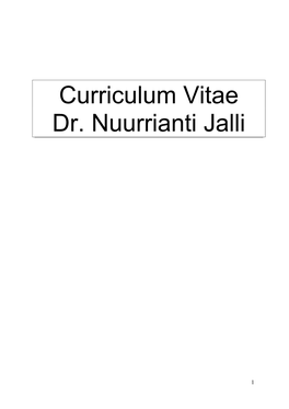 Curriculum Vitae Dr. Nuurrianti Jalli