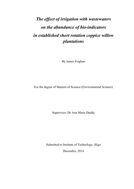 The Effect of Irrigation with Wastewaters on the Abundance of Bio-Indicators in Established Short Rotation Coppice Willow Plantations