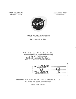 Memoizpandum NASA TM X- 58055 Janmry 1911 SPACE PROGRAM