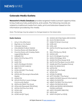 Colorado Media Outlets