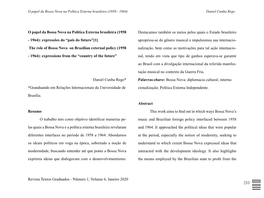 O Papel Da Bossa Nova Na Política Externa Brasileira (1958 - 1964) Daniel Cunha Rego