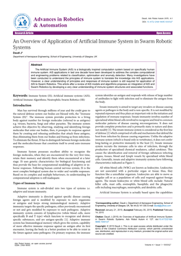 An Overview of Application of Artificial Immune System in Swarm Robotic