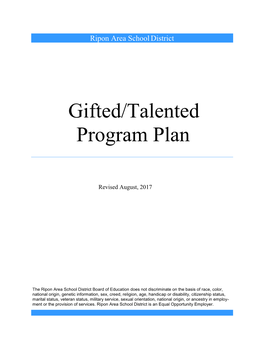 Gifted/Talented Program Plan