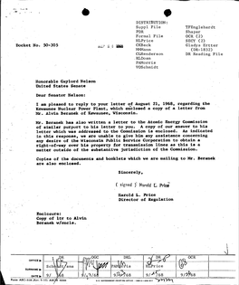 Response to a Letter Dated August 21, 1968, Regarding the Kewaunee