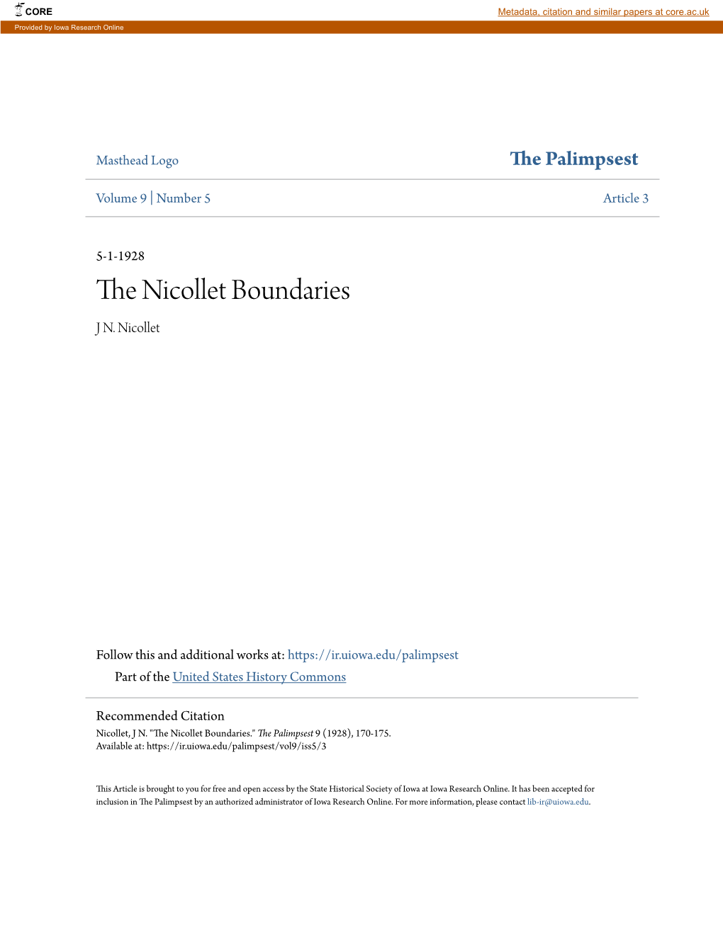 The Nicollet Boundaries