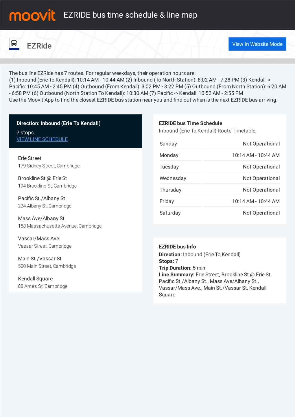 EZRIDE Bus Time Schedule & Line Route