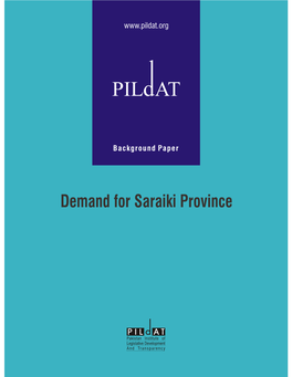 Demand for Saraiki Province Background Paper