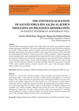 The Contextualization of Sayyid Idrus Bin Salim Al-Jufri's Thoughts on Religious Moderation