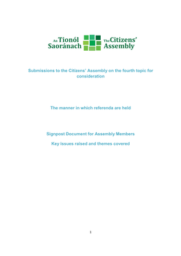 Submissions to the Citizens' Assembly on the Fourth Topic for Consideration
