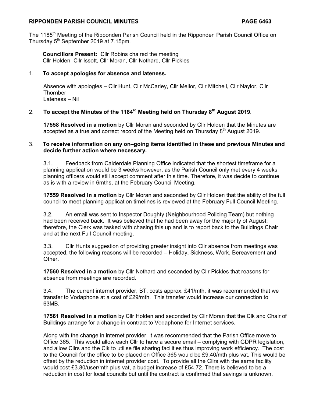 Ripponden Parish Council Minutes Page 6463