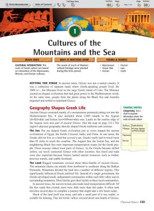 Cultures of the Mountains and the Sea MAIN IDEA WHY IT MATTERS NOW TERMS & NAMES