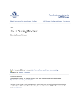 B.S. in Nursing Brochure Nova Southeastern University