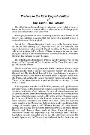 Preface to the First English Edition of the Yasht
