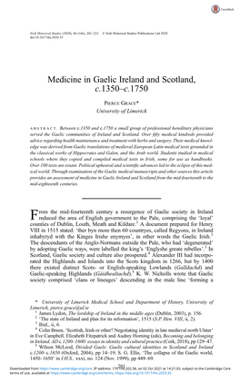 Medicine in Gaelic Ireland and Scotland, C.1350–C.1750