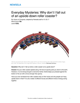 Everyday Mysteries: Why Don't I Fall out of an Upside-Down Roller Coaster?