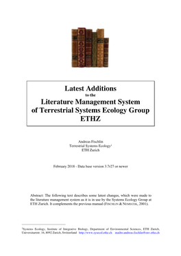 Latest Additions Literature Management System of Terrestrial