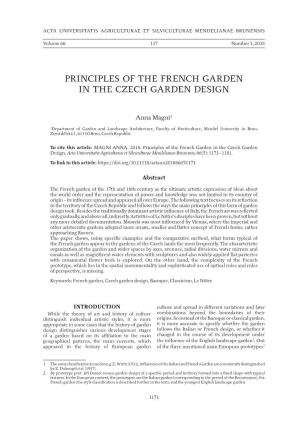 Principles of the French Garden in the Czech Garden Design