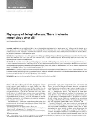 Phylogeny of Selaginellaceae: There Is Value in Morphology After All! 1