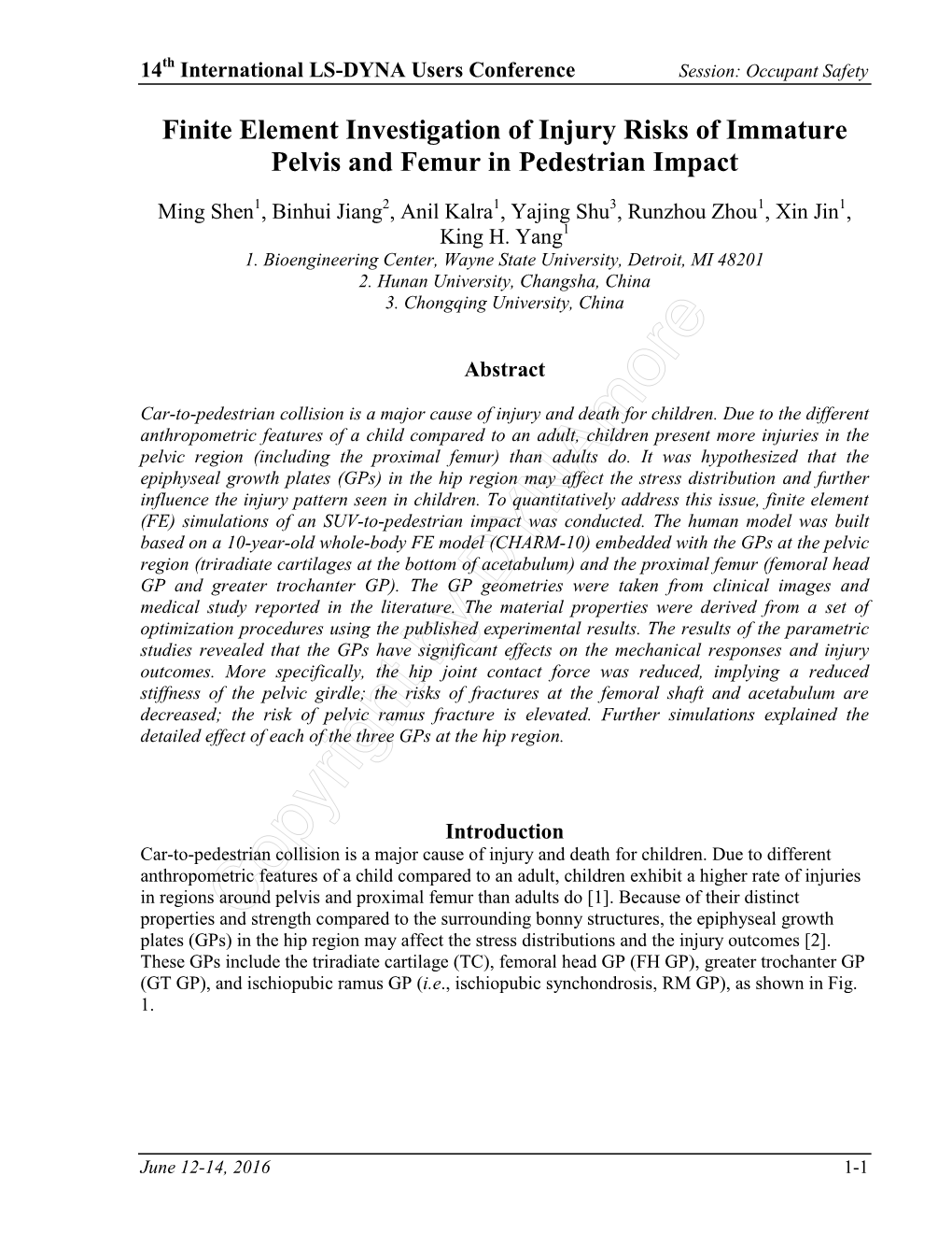 Finite Element Investigation of Injury Risks of Immature Pelvis and Femur in Pedestrian Impact