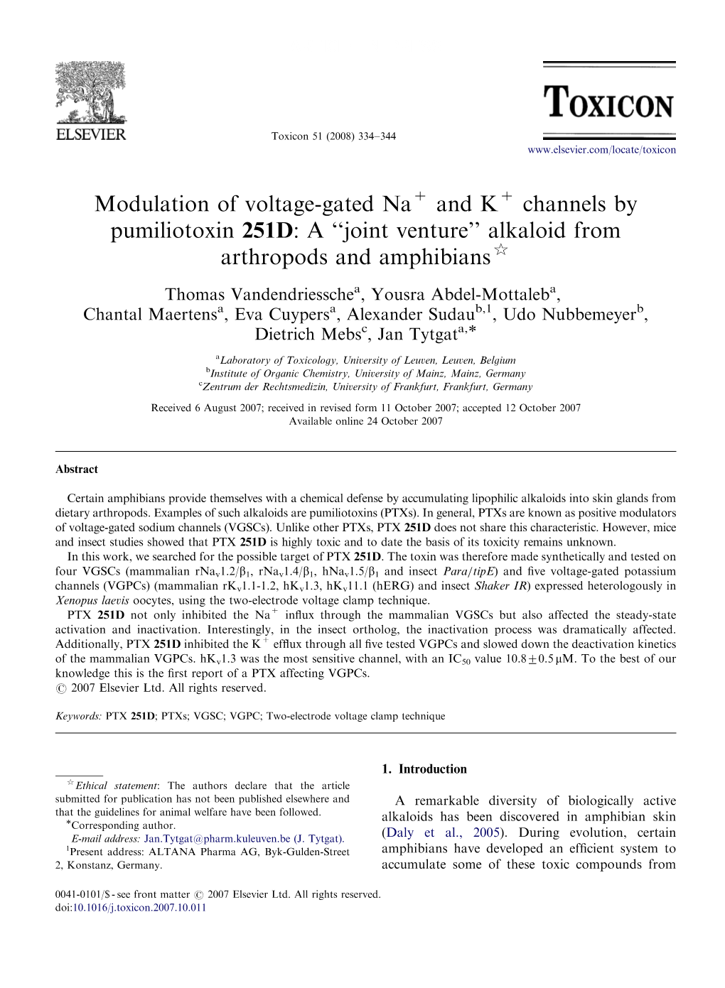 Modulation of Voltage-Gated Na and K Channels by Pumiliotoxin 251D: A