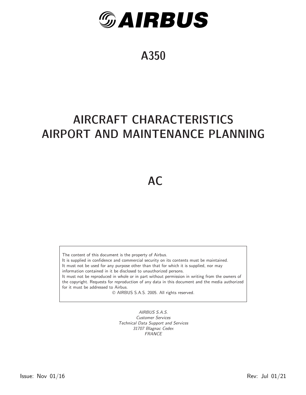 A350 Aircraft Characteristics Airport and Maintenance Planning Ac