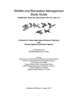 Wildlife and Recreation Management Study Guide PROMOTING WILDLIFE EDUCATION for FFA and 4-H